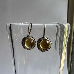 Silver and amber gemstone earrings
